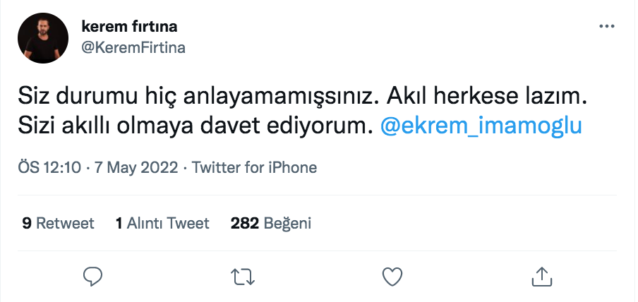 kerem firtina dan ekrem imamoglu nun akilli ol ve viz gelir tirs gider sozleriyle ilgili tepki